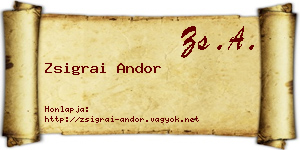Zsigrai Andor névjegykártya